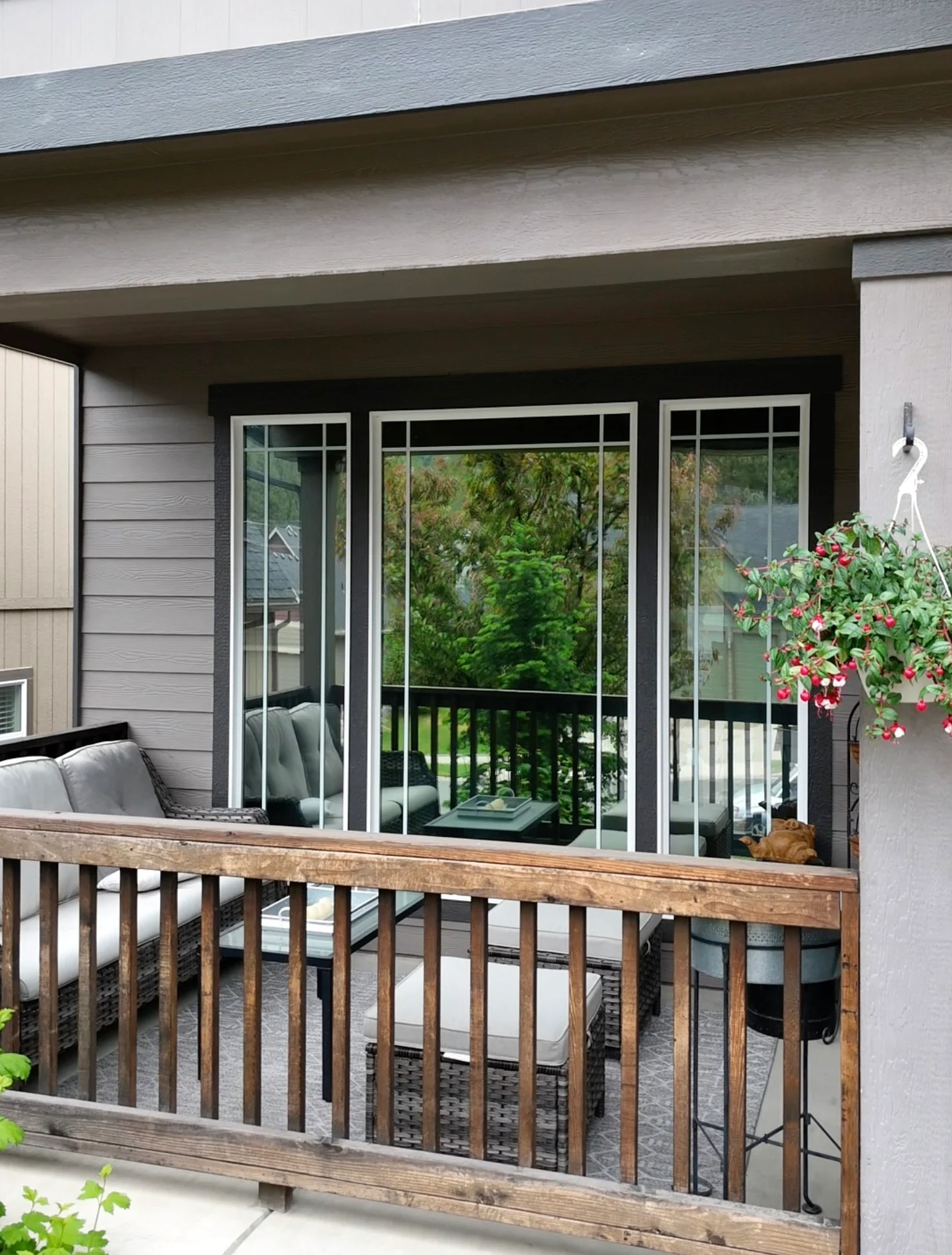 Reflective window film on patio-facing home windows