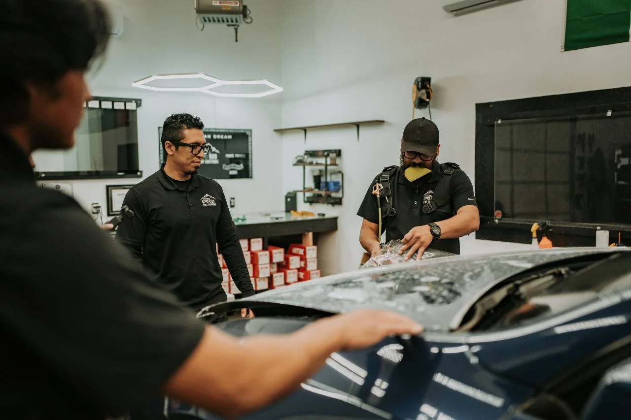 509 Tint Customs team training in paint protection film application